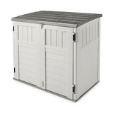 מחסן גינה נמוך וקומפקטי 135×83×116 ס״מ — שמנת ואפור