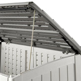 מחסן גינה נמוך וקומפקטי 135×83×116 ס״מ — שמנת ואפור