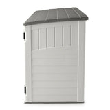 מחסן גינה נמוך וקומפקטי 135×83×116 ס״מ — שמנת ואפור