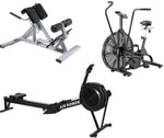 באנדל Air Bike אופני אוויר - אופני רוח מקצועיים + Air Rower מכשיר חתירה + כיסא רומי מקצועי מאסיבי מכשיר זוקפי גב