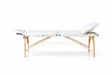 מיטת טיפולים מתקפלת ומתכווננת מעץ - לבן